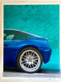 Cuadro de BMW Z3 Coupé azul pintado a mano