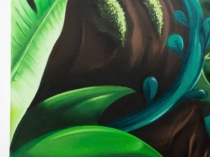 Detalle de mural con hojas tropicales
