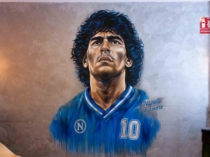 Retrato mural de Maradona del Nápoles