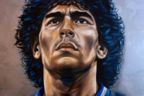 Mural de maradona pintado a mano