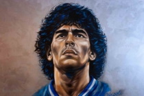Mural de maradona pintado sobre pared