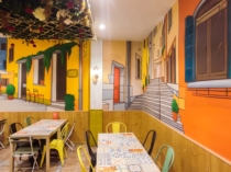 Mural para restaurante italiano terminado junto al comedor