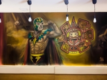 Mural lucha libre para restaurante comida mexicana