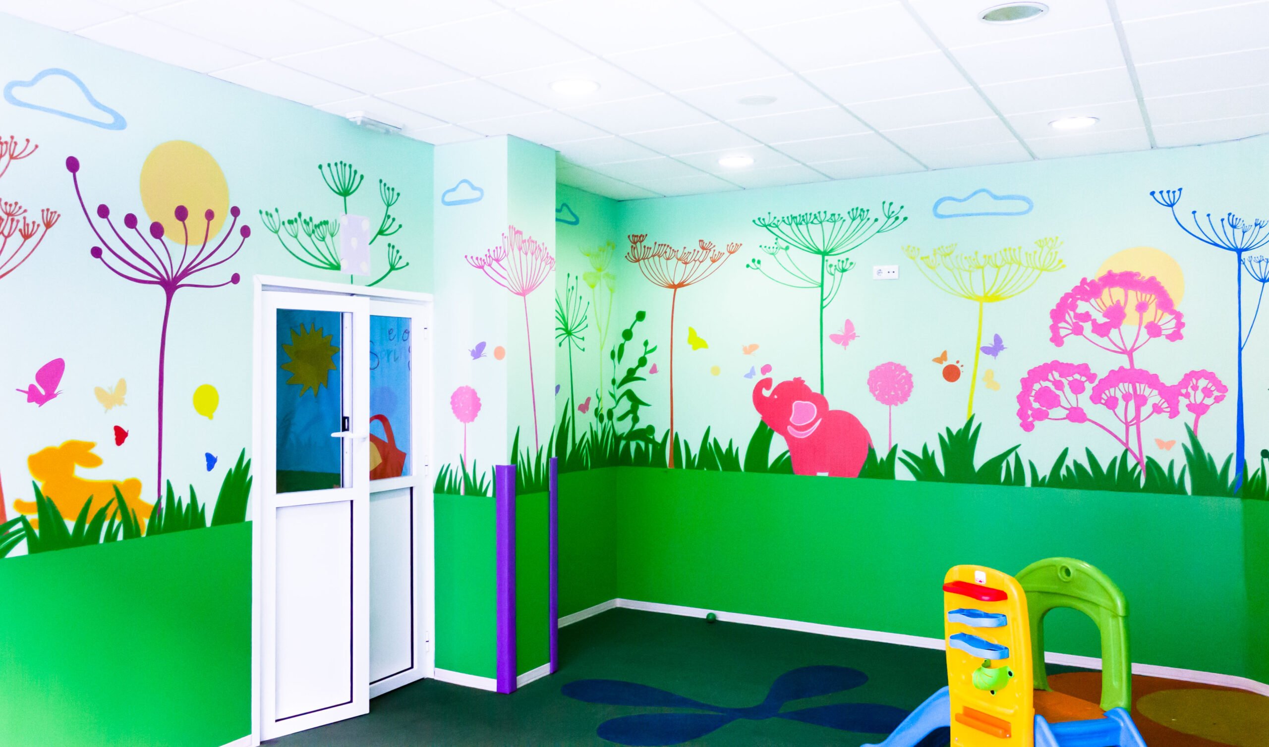 Suburbio Lectura cuidadosa Tomar represalias Mural en guardería | Murales infantiles