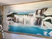 mural en proceso de paisaje natural