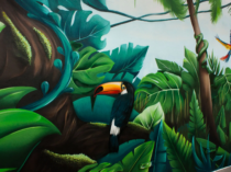 Pintura mural de selvas y animales